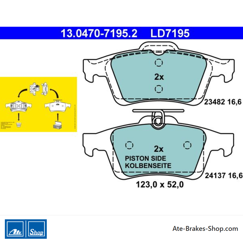 ATE plaquettes de frein en céramique d’origine (13047071952) pour Ford, Mazda, Opel, Saab, Volvo