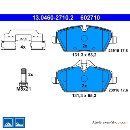 ATE original brake pads (13046027102) for BMW, Mini