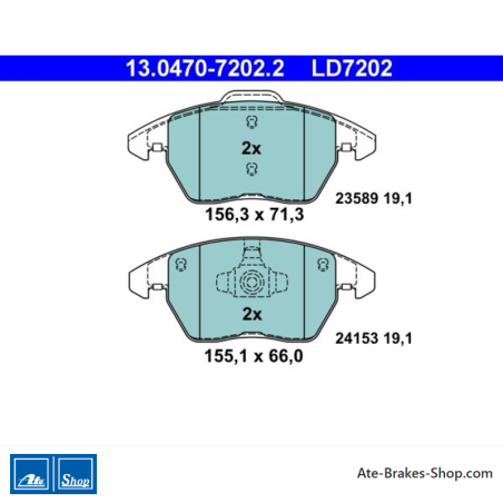 ATE original ceramic brake pads (13047072022) for Peugeot