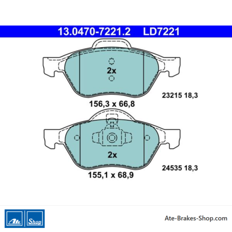 ATE original ceramic brake pads (13047072212) for Renault