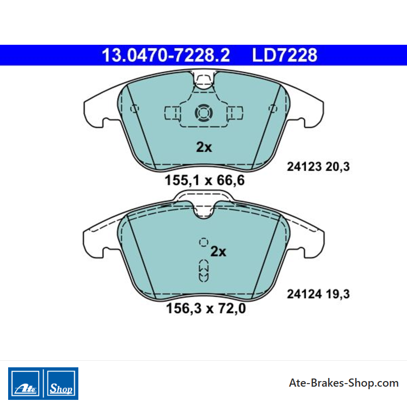 ATE original ceramic brake pads (13047072282) for Ford, Land Rover, Volvo