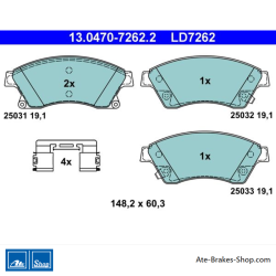 ATE pastillas de freno cerámicas originales (13047072622) para Chevrolet, Opel