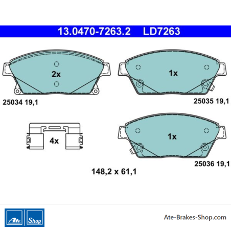 ATE plaquettes de frein en céramique d’origine (13047072632) pour Chevrolet, Opel et Vauxhall
