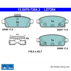 ATE plaquettes de frein en céramique d’origine (13047072642) pour Chevrolet, Opel et Vauxhall