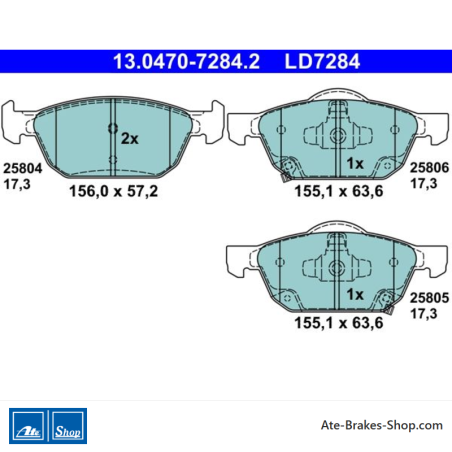 ATE originale keramische Bremsbeläge (13047072842) für Honda