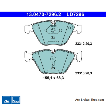 ATE original ceramic brake pads (13047072962) for BMW