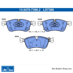 ATE original ceramic brake pads (13047073662) for Dacia, Mercedes-Benz, Nissan, Renault