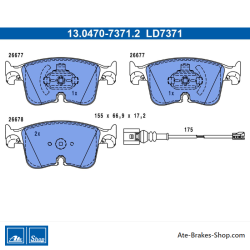 ATE pastillas de freno cerámicas originales (13047073712) para Audi, Cupra, Seat, Skoda, Volkswagen (VW)