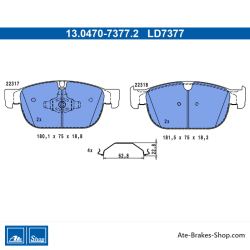 ATE original ceramic brake pads (13047073772) for Volvo