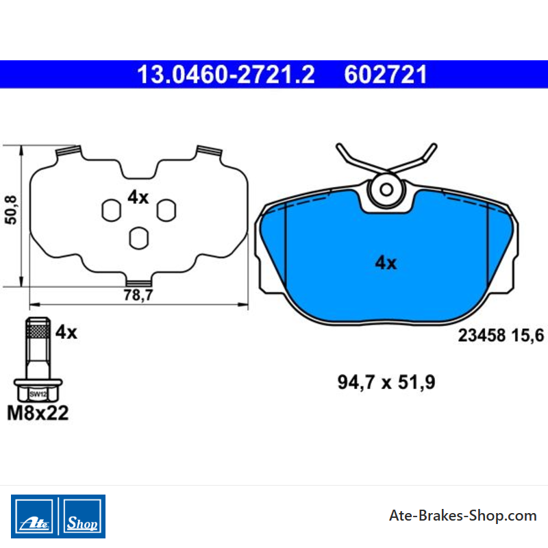 ATE original brake pads (13046027212) for Land Rover