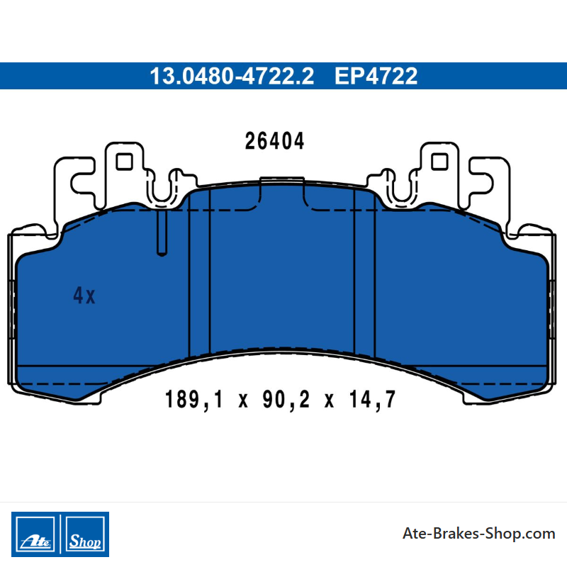 ATE original brake pads (13048047222) for Mercedes-Benz