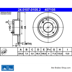 ATE Disco de freno original de 2 piezas (24010701052) para Citroën