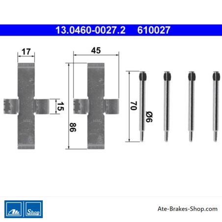 ATE Original brake pad accessories kit (13046000272) for Mercedes-Benz