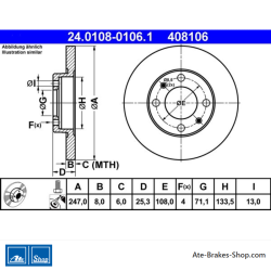 ATE Original 2 Pieces Brake Disk (24010801061) for Citroën, Peugeot