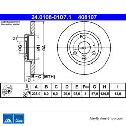 ATE Original 2 Pieces Brake Disk (24010801071) for Citroën, Peugeot