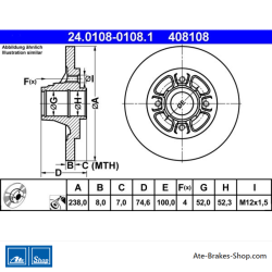 ATE Original 2 Pieces Brake Disk (24010801081) for Renault