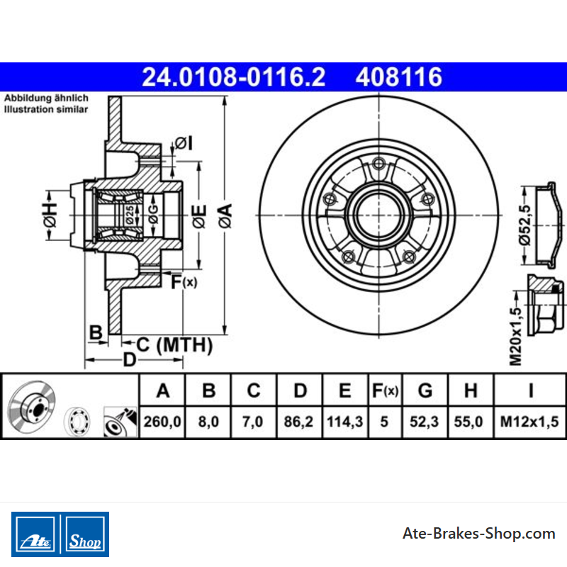 ATE Disco de freno original (24010801162) para Renault