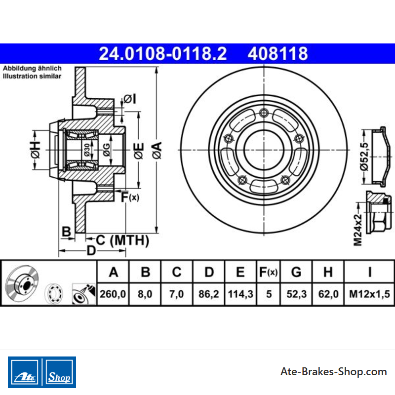 ATE Disco de freno original (24010801182) para Renault