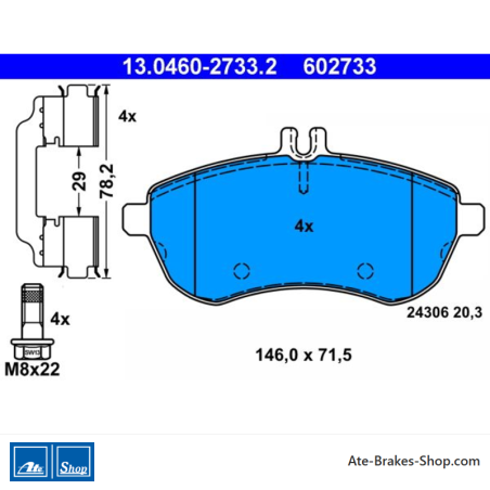 ATE plaquettes de frein d’origine (13046027332) pour Mercedes-Benz