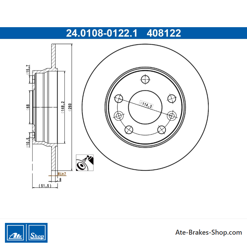 ATE Original 2 Pieces Brake Disk (24010801221) for Mitsubishi, Nissan, Renault