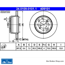ATE Original 2 Pieces Brake Disk (24010901011) for Alfa Romeo
