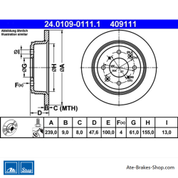 ATE Original 2 Pieces Brake Disk (24010901111) for Honda