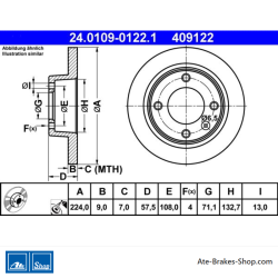 ATE Disque de frein original en 2 pièces (24010901221) pour Citroën
