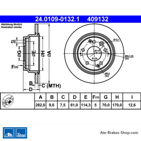 ATE Originale zweiteilige Bremsscheibe (24010901321) für Honda