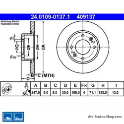 ATE Original 2 Pieces Brake Disk (24010901371) for Citroën, Peugeot