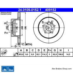 ATE Original 2 Pieces Brake Disk (24010901521) for Toyota