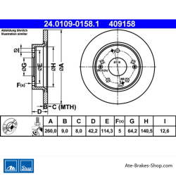 ATE Original 2 Pieces Brake Disk (24010901581) for Honda
