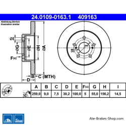ATE Disque de frein original en 2 pièces (24010901631) pour Lexus, Subaru, Toyota
