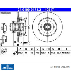 ATE Disque de frein d’origine (24010901712) pour Citroën, Peugeot