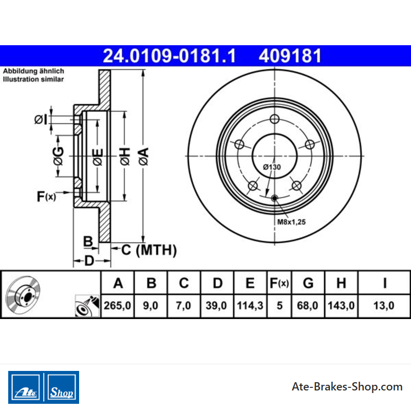 ATE Original 2 Pieces Brake Disk (24010901811) for Mazda