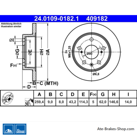 ATE Originale 2-teilige Bremsscheibe (24010901821) für Suzuki