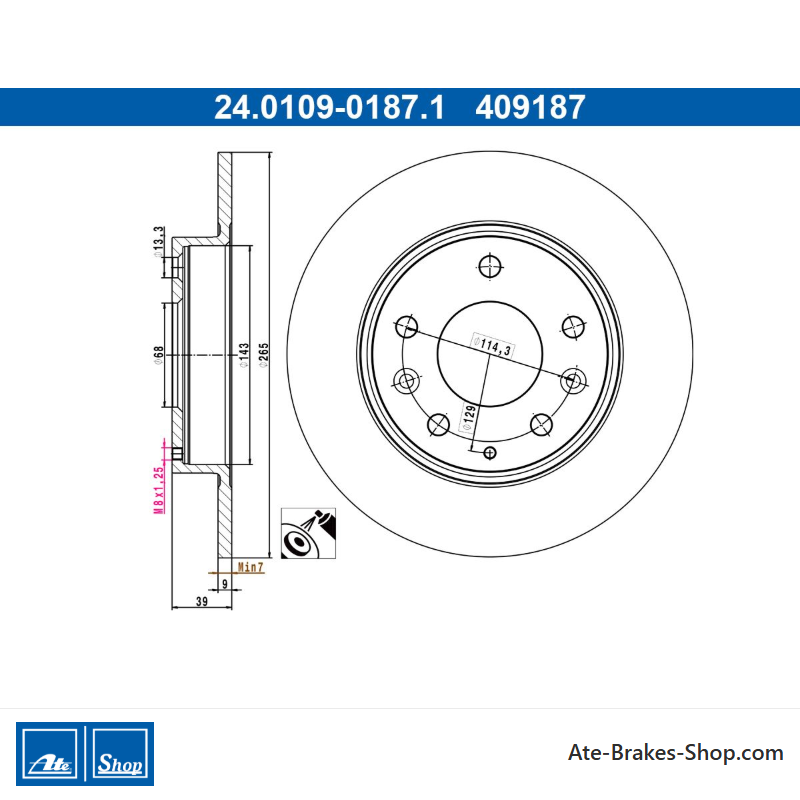 ATE Originale 2-teilige Bremsscheibe (24010901871) für Mazda