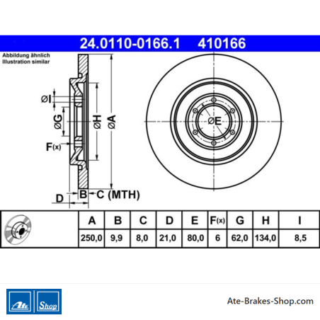 ATE Original 2 Pieces Brake Disk (24011001661) for Alfa Romeo