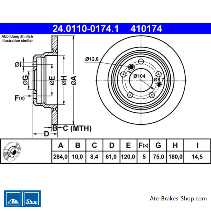 ATE Originale zweiteilige Bremsscheibe (24011001741) für BMW