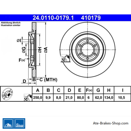 ATE Originale zweiteilige Bremsscheibe (24011001791) für Alfa Romeo