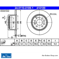 ATE Original 2 Pieces Brake Disk (24011001891) for Volvo