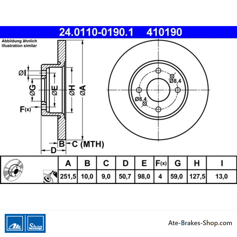 ATE Original 2 Pieces Brake Disk (24011001901) for Alfa Romeo, Fiat, Lancia