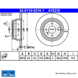 ATE Original 2 Pieces Brake Disk (24011002161) for Volvo