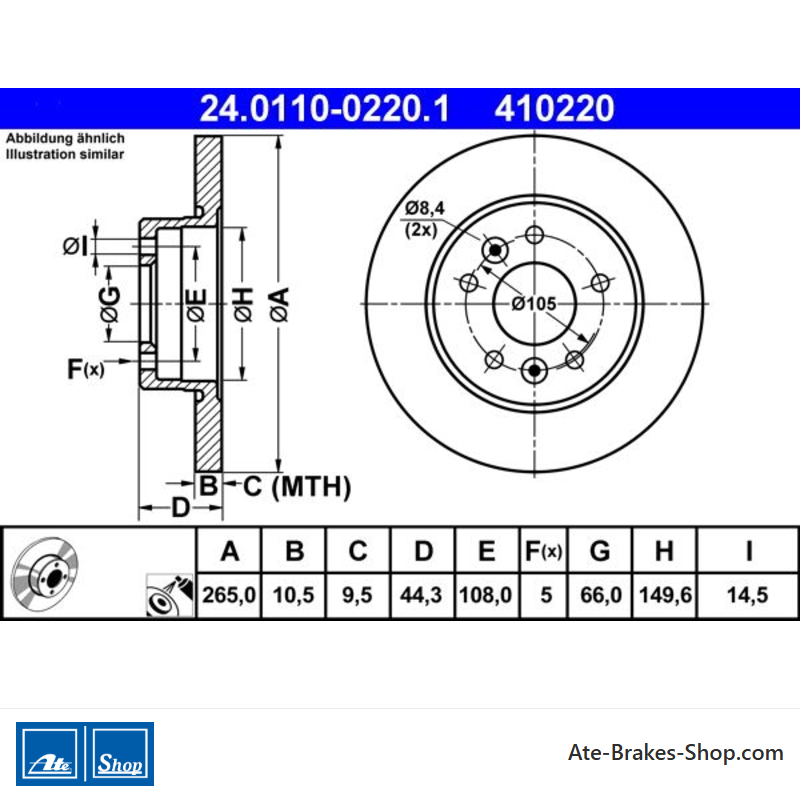 ATE Original 2 Pieces Brake Disk (24011002201) for Renault