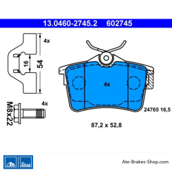 ATE originalen Bremsbelägen (13046027452) für Citroën, Peugeot