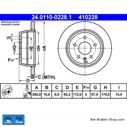 ATE Disco de freno original de 2 piezas (24011002281) para Mercedes-Benz