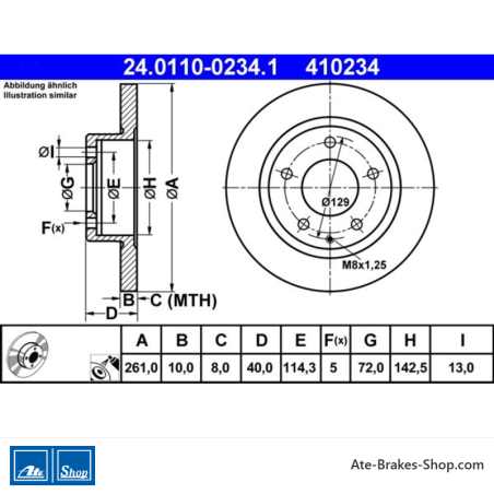 ATE Original-2-teilige Bremsscheibe (24011002341) für Ford, Mazda