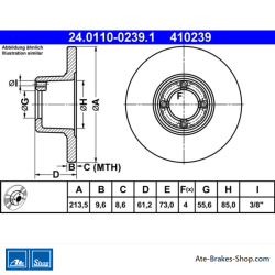 ATE Original 2 Pieces Brake Disk (24011002391) for Rover