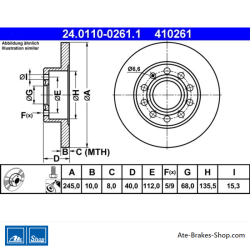 ATE Original 2-teilige Bremsscheibe (24011002611) für Audi, Sitz