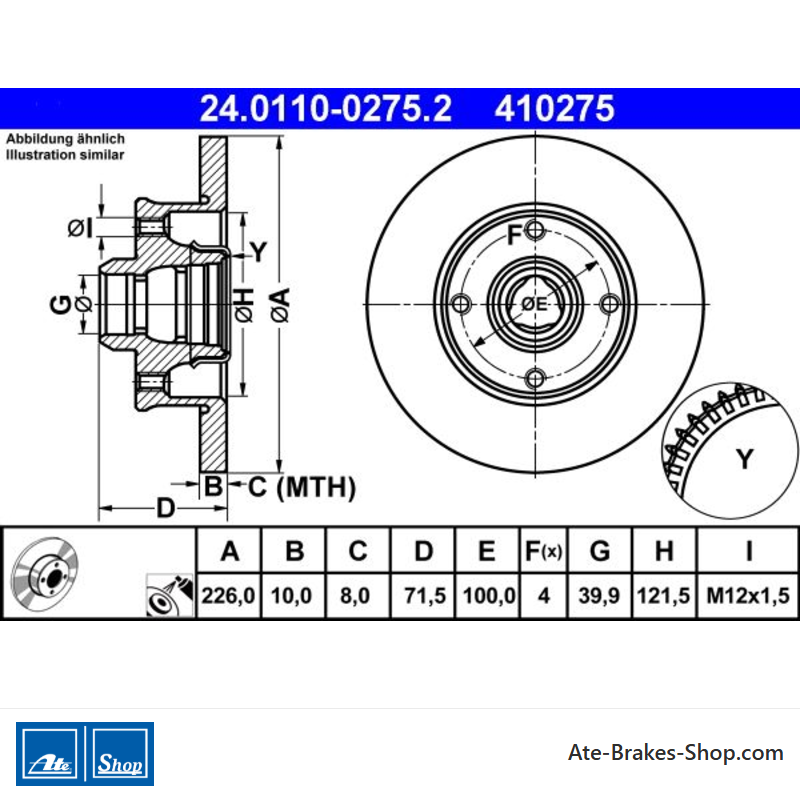 ATE Originale zweiteilige Bremsscheibe (24011002752) für Seat, Volkswagen (VW)