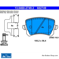 ATE originale Bremsbeläge (13046027492) für Audi, Seat, Skoda, Volkswagen (VW)